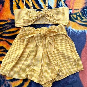 Forever 21 two piece yellow checkered set!